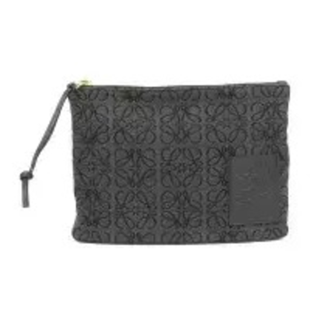 Loewe Anagram Oblong Leather Clutch Bag Pouch Black